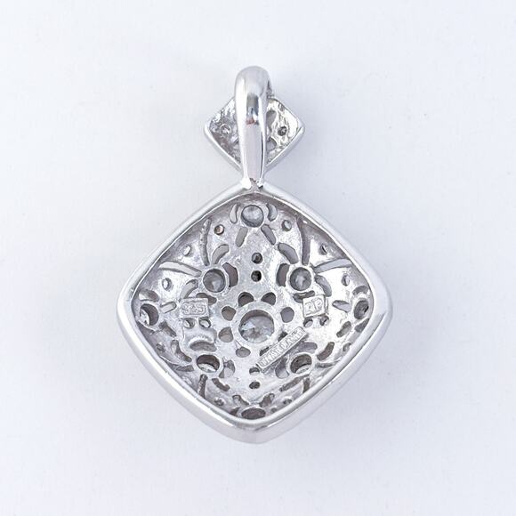 Vintage Thailand Sterling Silver 925 3cm Filigree Cubic Zirconia Pendant - Picture 4 of 7